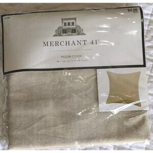 Merchant 41 Cotton Linen Look Pillow Cover 18x18 Throw Pillow Beige Jute NEW
